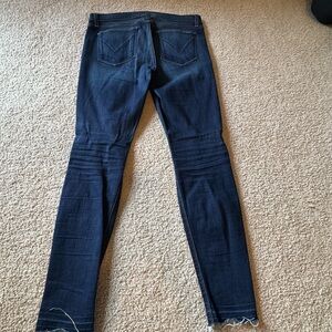 Hudson Jeans Raw Hem Dark Blue Skinny Denim Jeans